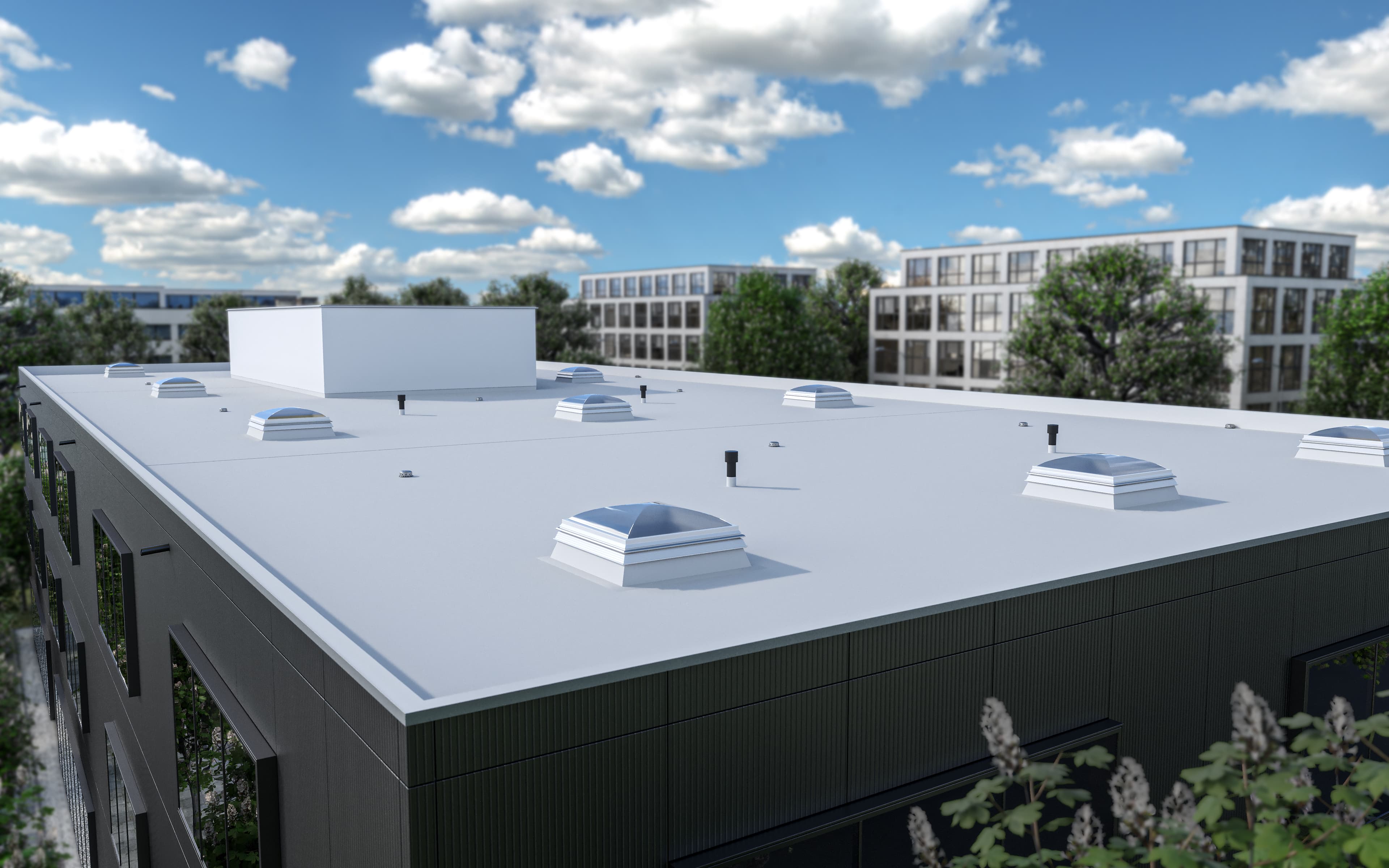 Flachdach mit Triflex ProSolar Finish+