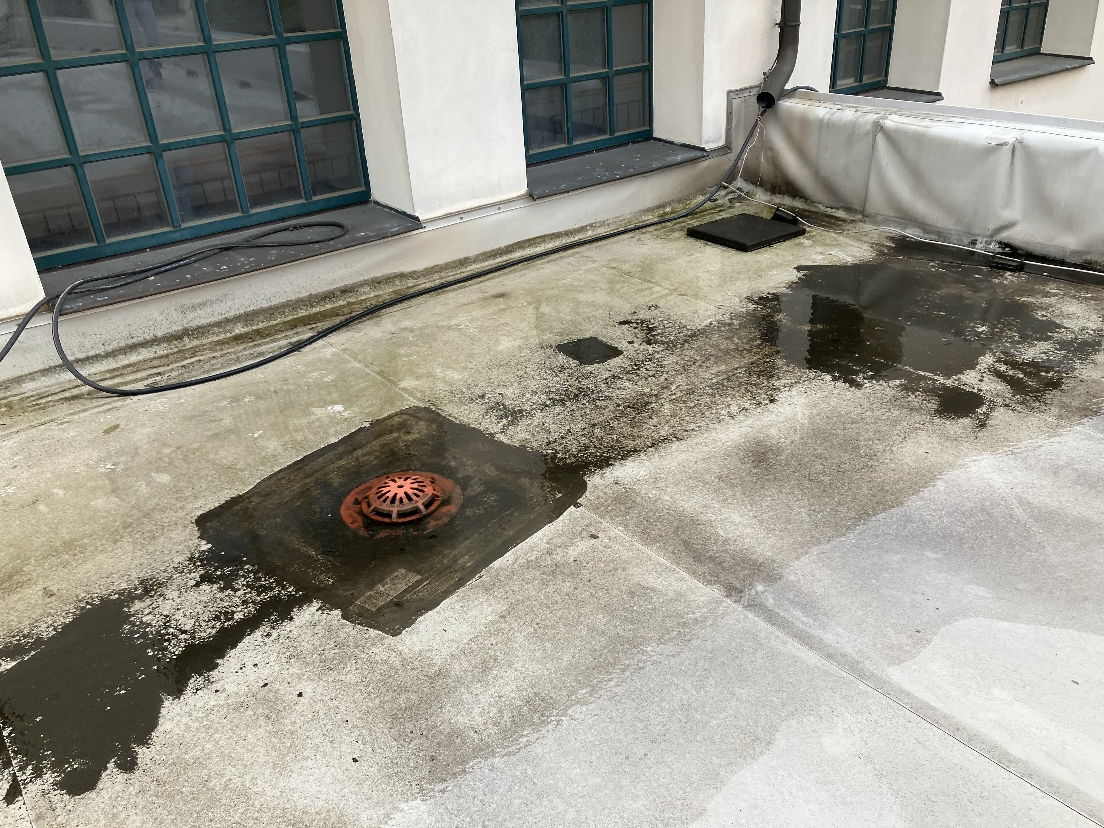 Wasseransammlung auf einer Dachfläche als relevanter Prüfpunkt im Triflex DachCheck