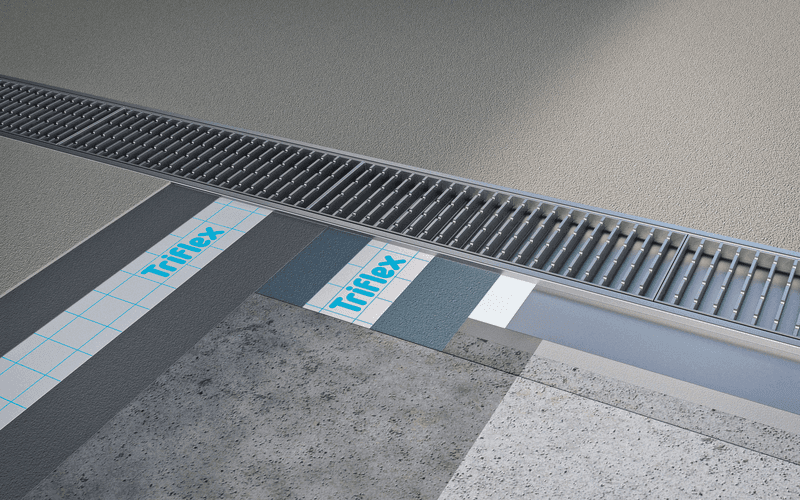 ACO Linienentwässerung im Parkdeck mit Anschluss an Triflex ProPark Beschichtungssystem