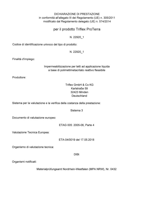 Triflex ProTerra Dichiarazione di prestazione