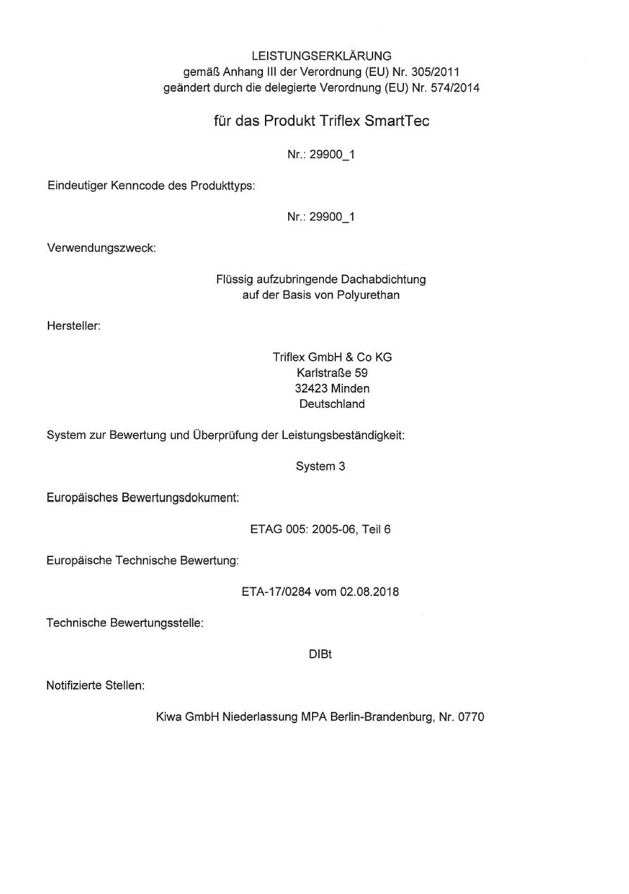 Triflex SmartTec Leistungserklärung