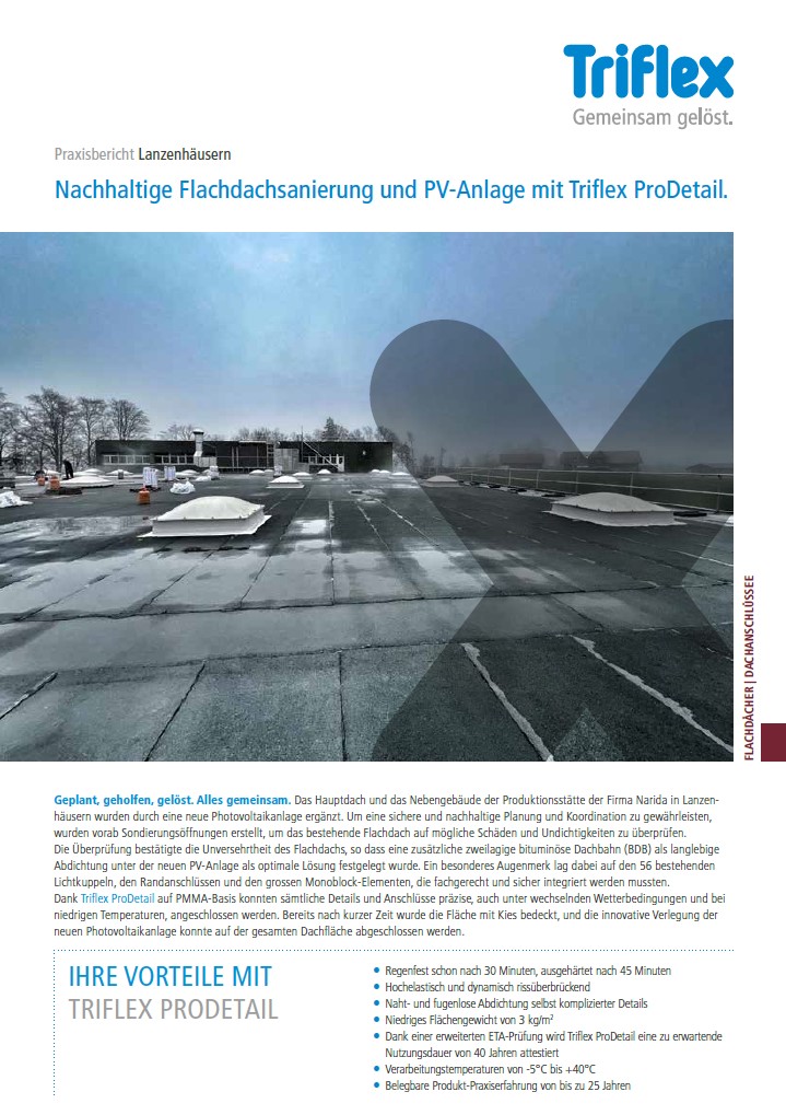 Nachhaltige Flachdachsanierung und PV-Anlage Triflex ProDetail