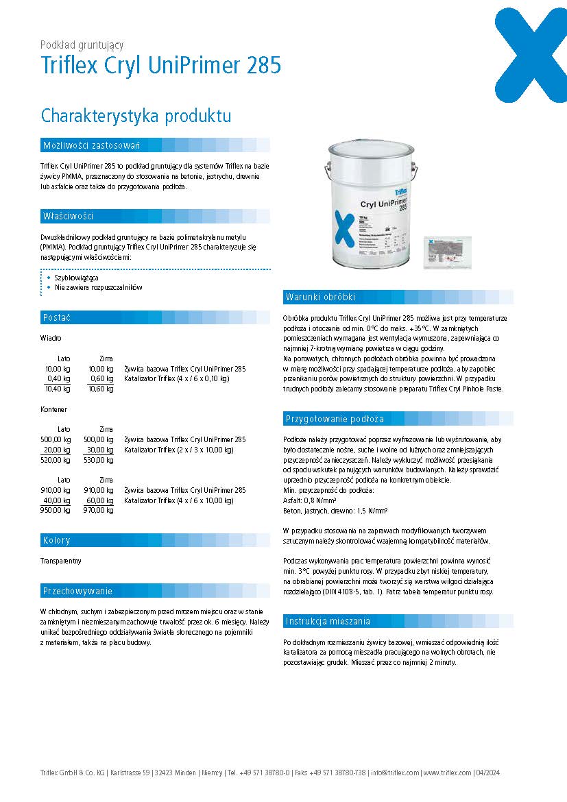 Triflex Cryl UniPrimer 285 Charakterystyka produktu