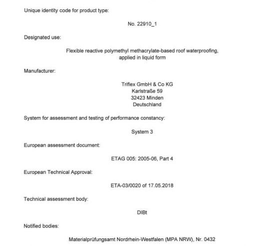Triflex ProTect Declaration of performance