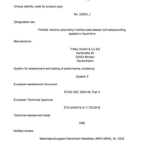 Triflex ProTerra Declaration of performance
