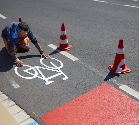 Praxisbericht Radwegmarkierung Triflex Line EasyTherm Minden