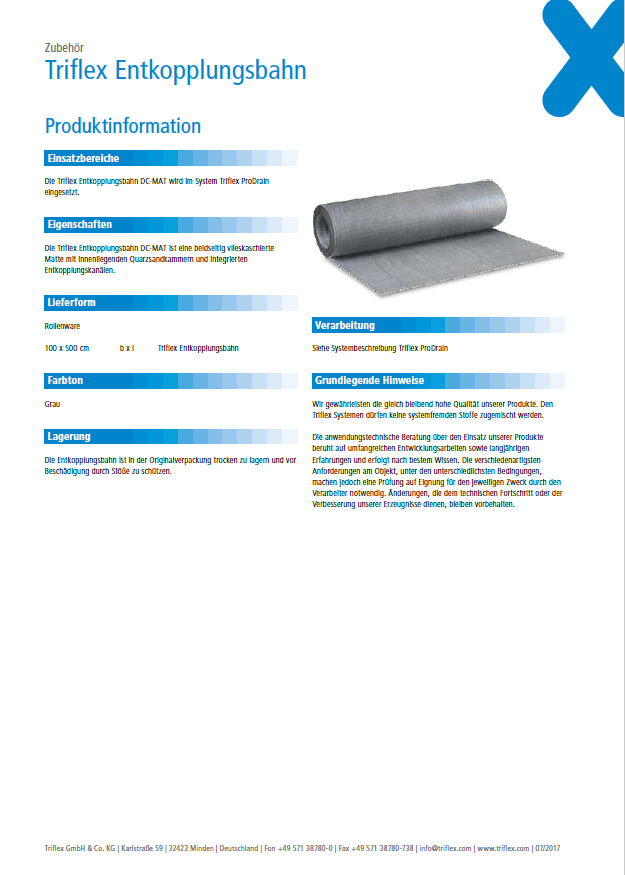 Triflex Entkopplungsbahn Produktinformation