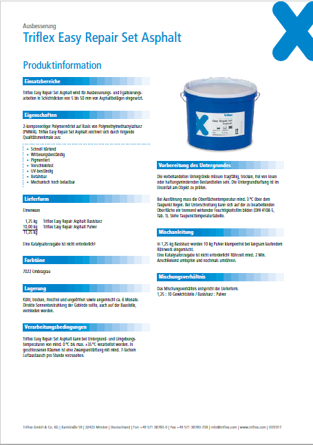 Triflex Easy Repair Set Asphalt Produktinformation