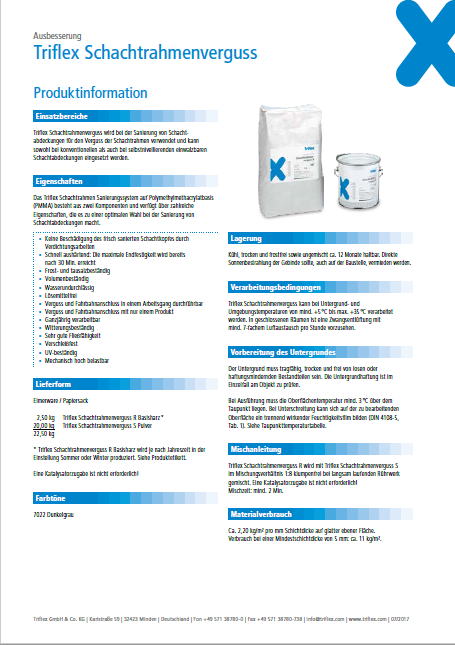 Triflex Schachtrahmenverguss Produktinformation