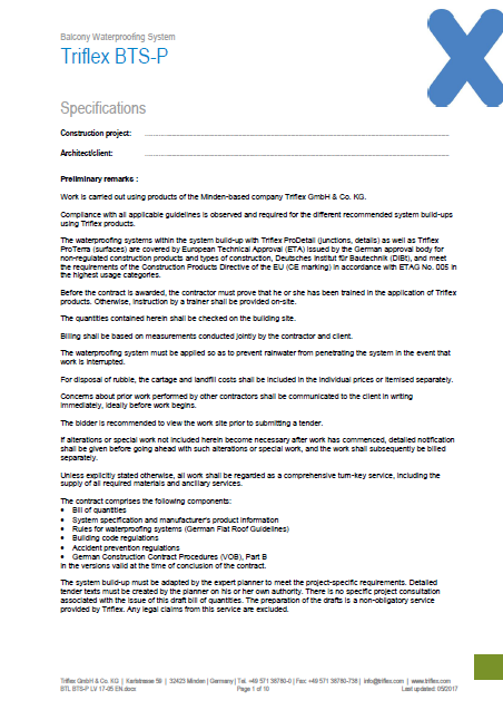 Triflex BTS-P specifications