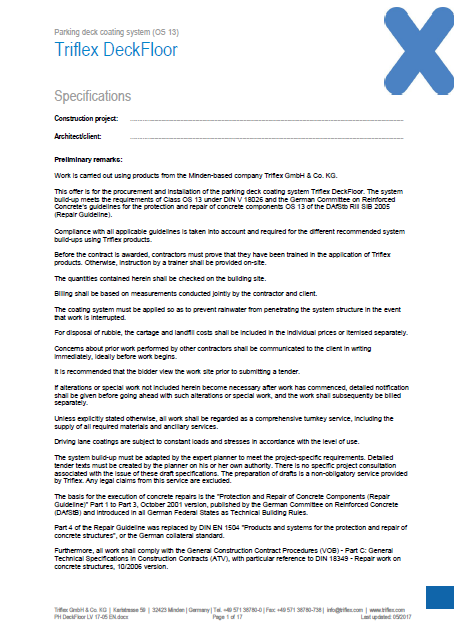 Triflex DeckFloor specifications