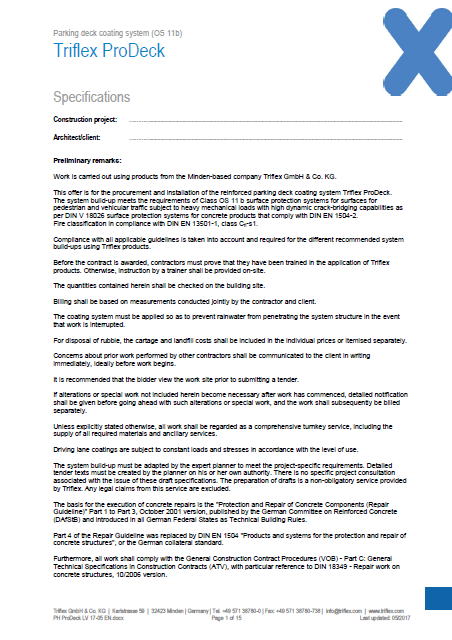 Triflex ProDeck specifications