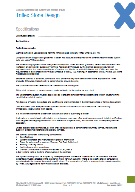 Triflex Stone Design specifications
