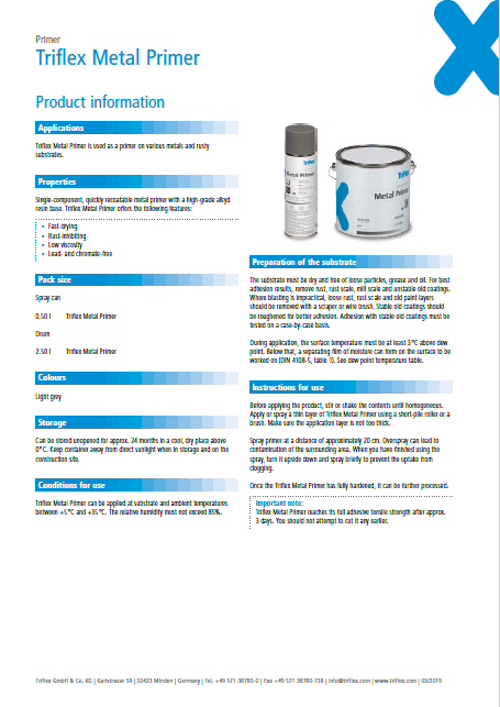 Triflex Metal Primer product information