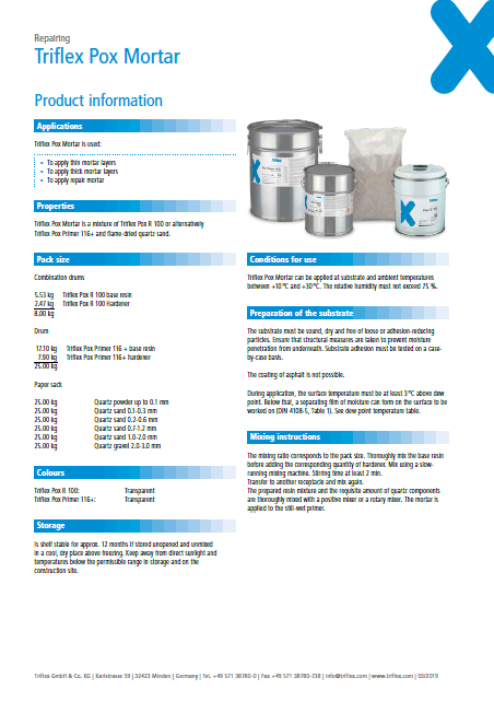Triflex Pox Mortar product information 