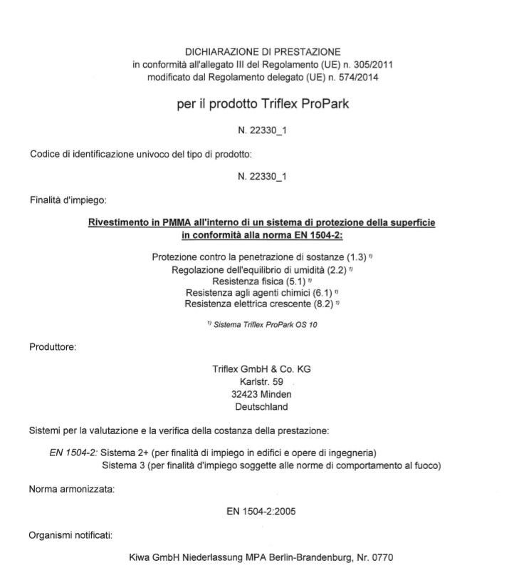 Triflex ProPark Dichiarazione di prestazione