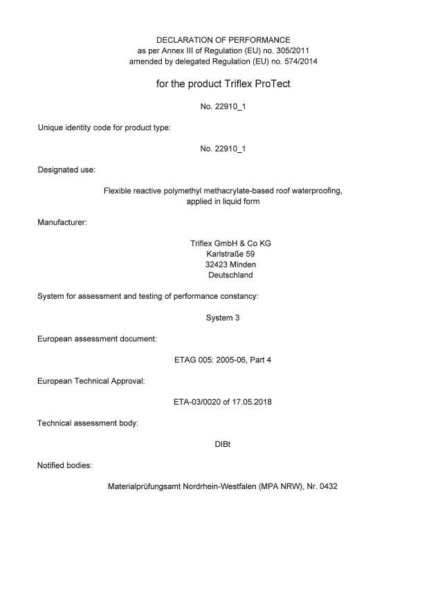 Triflex ProTect Declaration of performance
