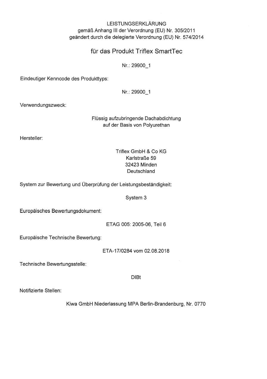 Triflex SmartTec Leistungserklärung