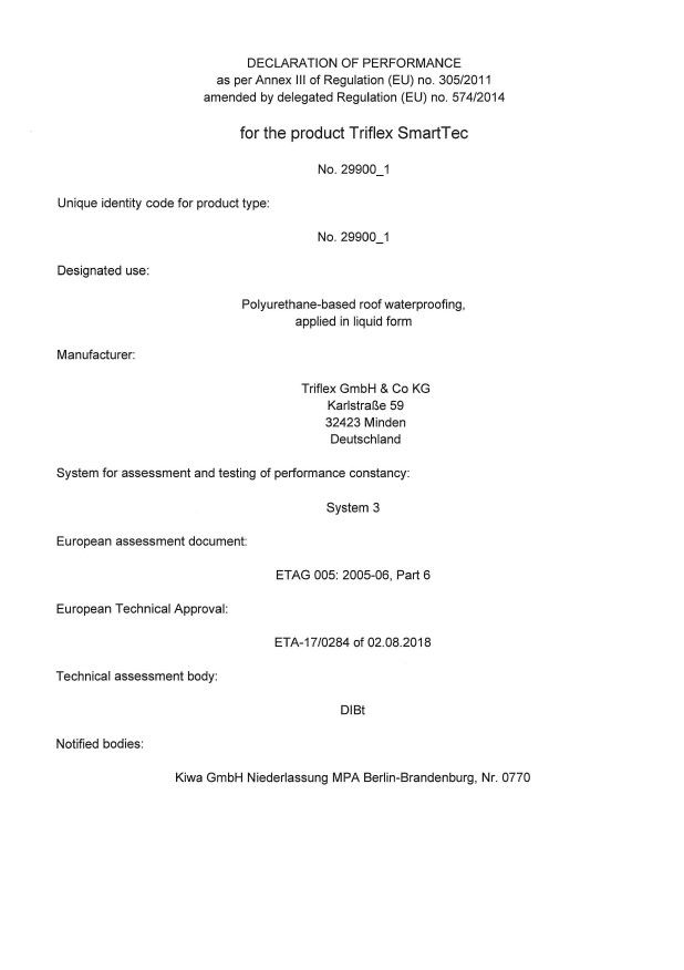 Triflex SmartTec Declaration of performance