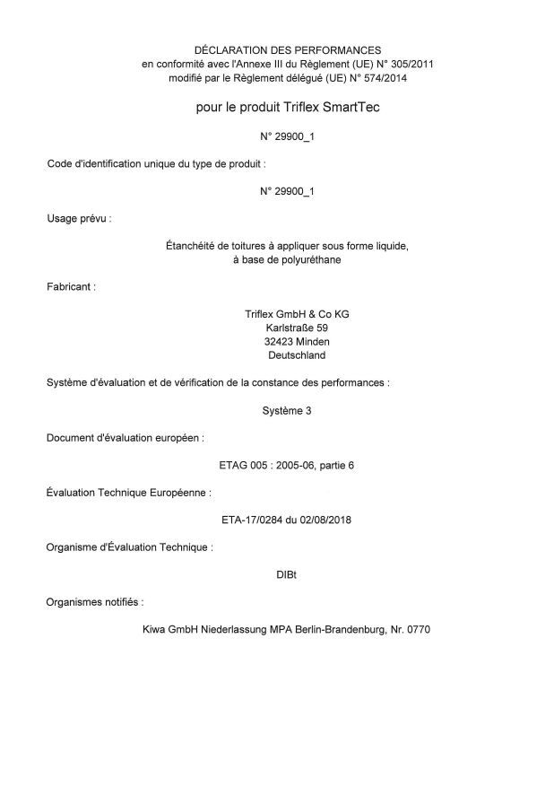 Triflex SmartTec Déclaration des performances