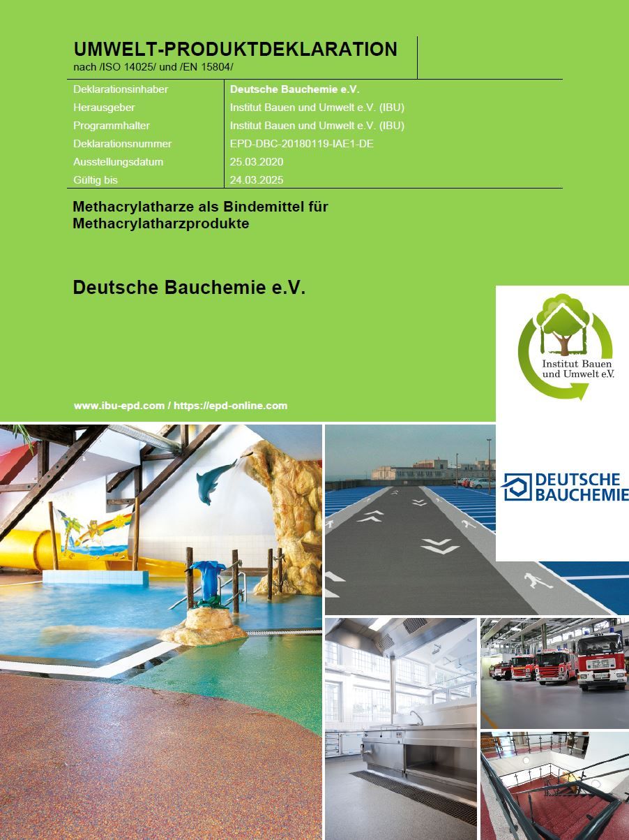 Umweltdeklaration Methacrylatharze als Bindemittel für Methacrylatharzprodukte