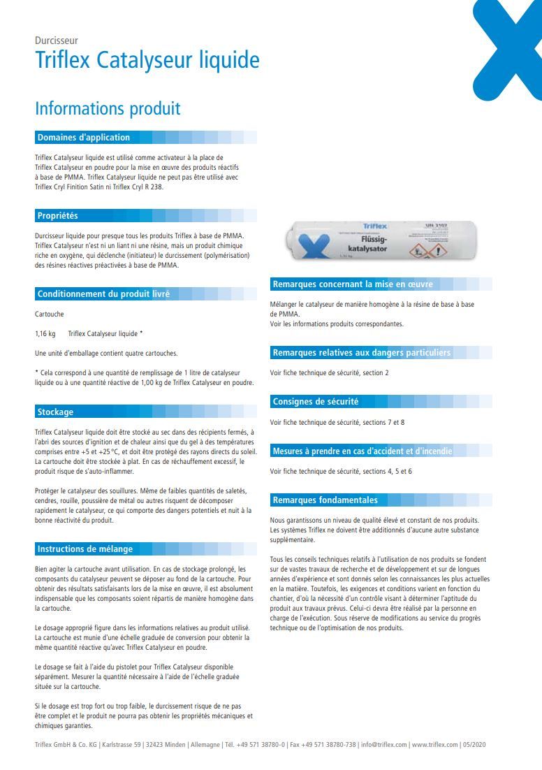 Triflex Catalyseur liquide Informations produit FR