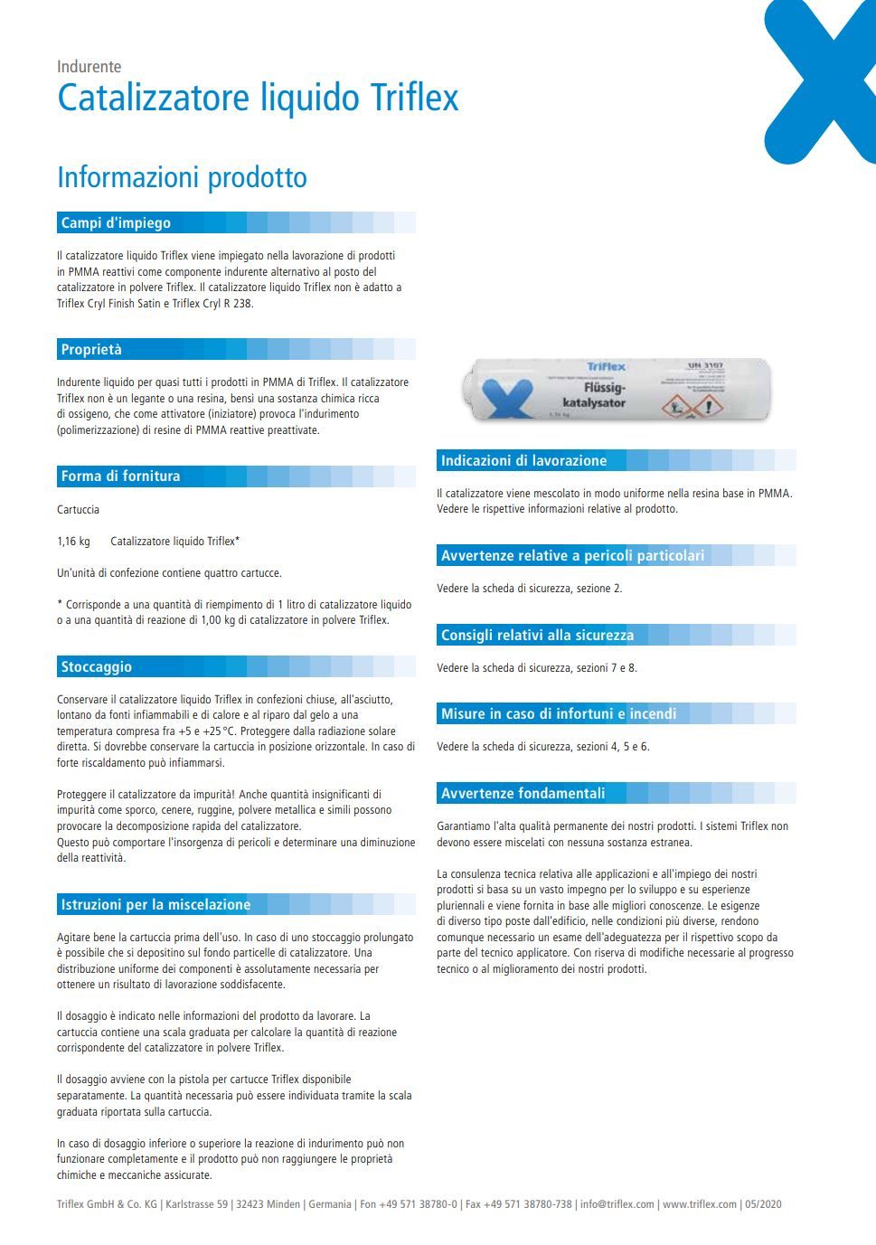 Catalizzatore liquido Triflex Informazioni prodotto IT